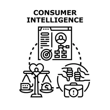 Consumer intelligence analyzing market data and customer behavior Stock Illustration