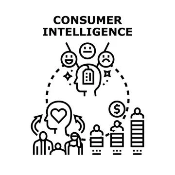 Consumer intelligence analyzing market research data 스톡 일러스트