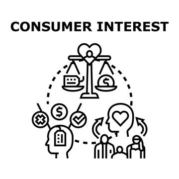 Consumer interest concept analyzing customer purchasing behavior Stock Illustration