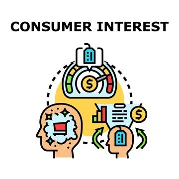 Consumer interest influencing decision making concept Illustrazione stock