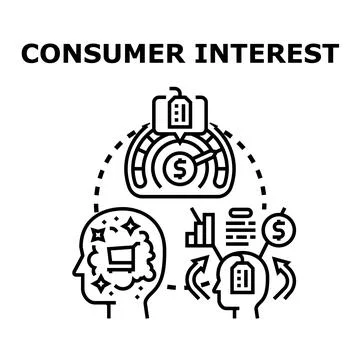 Consumer interest influencing decision making concept Stock Illustration