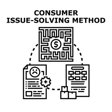 Consumer issue solving method vector illustration process Illustrazione stock