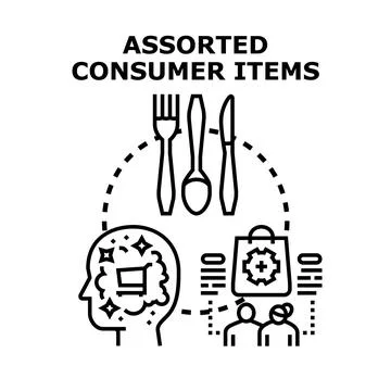 Consumer items concept showing shopping and purchase decision Stock Illustration