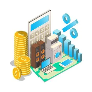 Consumer loan rates vector concept isometric illustration Ilustração Stock