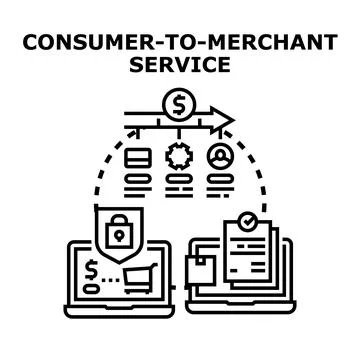 Consumer to merchant service process illustration Stock Illustration
