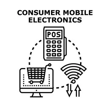 Consumer mobile electronics online shopping and payment concept Stock Illustration