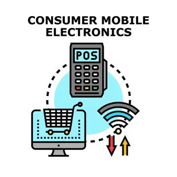 Consumer mobile electronics online shopping and payment concept Stock Illustration