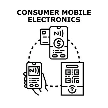 Consumer mobile electronics operating digital cashless payments Stock Illustration