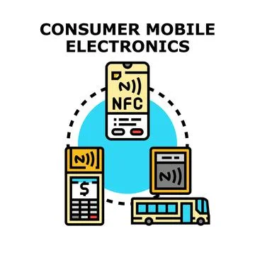 Consumer mobile electronics using contactless payment systems Stock Illustration