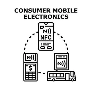Consumer mobile electronics using contactless payment systems Stock Illustration