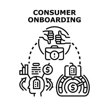 Consumer onboarding process concept selecting client experience Stock Illustration