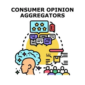 Consumer opinion aggregators collecting feedback and reviews Stock Illustration