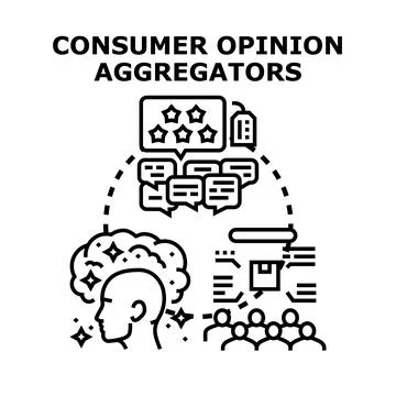 Consumer opinion aggregators collecting feedback and reviews Stock Illustration