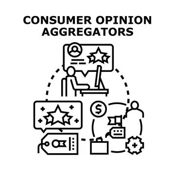 Consumer opinion aggregators collecting valuable feedback data Stock Illustration