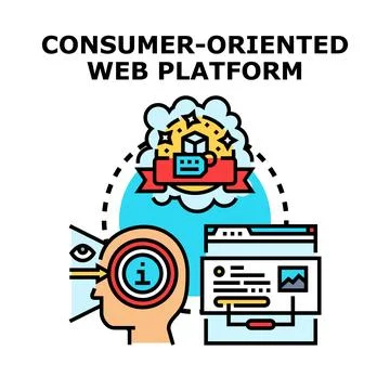 Consumer oriented web platform concept providing online service Stock Illustration