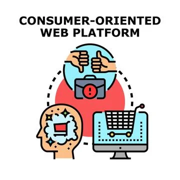 Consumer oriented web platform concept promoting online shopping Stock Illustration