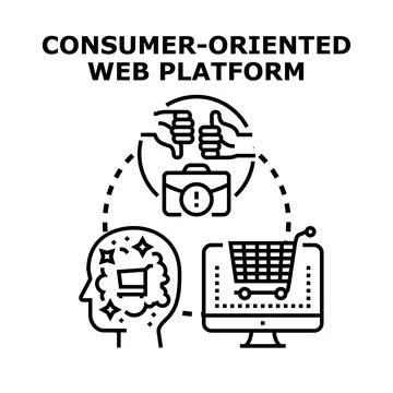 Consumer oriented web platform concept promoting online shopping Stock Illustration