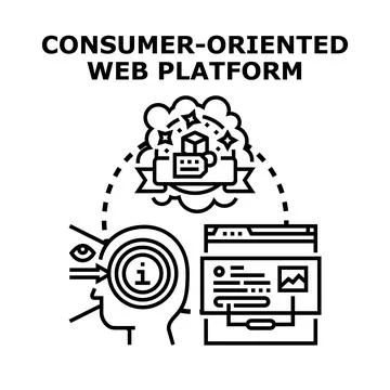 Consumer oriented web platform concept providing online service Stock Illustration