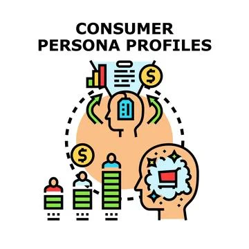 Consumer persona profiles optimizing marketing audience segmentation Stock Illustration