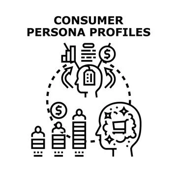 Consumer persona profiles optimizing marketing audience segmentation Stock Illustration