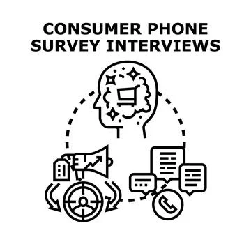 Consumer phone survey interviews concept vector illustration background Stock Illustration