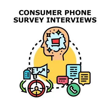 Consumer phone survey interviews concept vector illustration background Stockillustratie