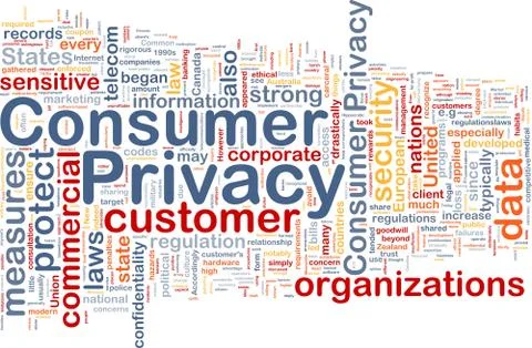 Consumer privacy background concept wordcloud Stock Illustration