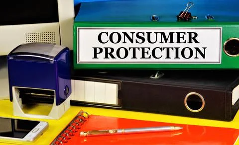 Consumer protection. Text label on the folder office of the Registrar. Stock Photos