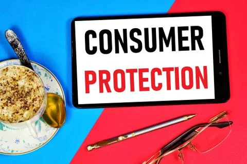 Consumer protection. Text message on the smartphone screen. Stock Photos