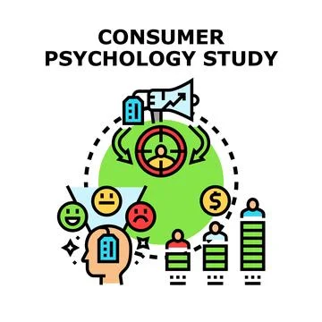 Consumer psychology study analyzing customer behavior concept Stock Illustration