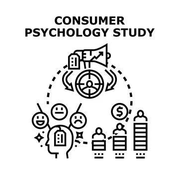 Consumer psychology study analyzing customer behavior concept Stock Illustration