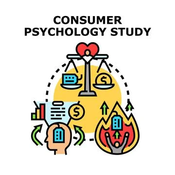 Consumer psychology study analyzing decision making process Illustrazione stock