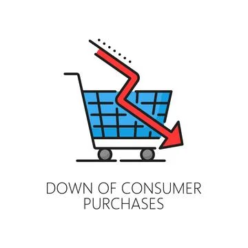 Consumer purchasing power down color line icon Stock Illustration