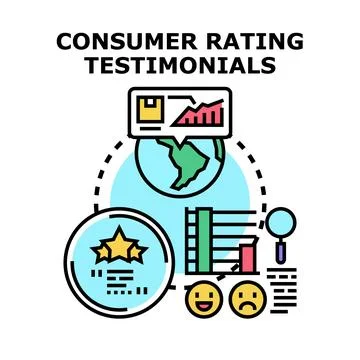 Consumer rating testimonials evaluating customer feedback Illustrazione stock