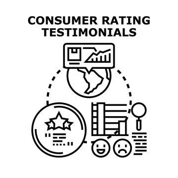 Consumer rating testimonials evaluating customer feedback Stock Illustration