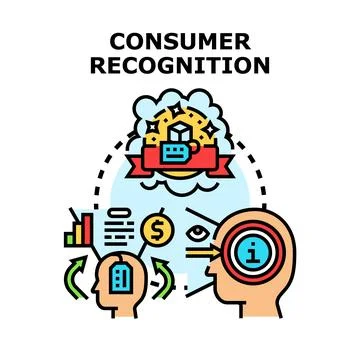 Consumer recognition process creating brand loyalty idea Stock Illustration