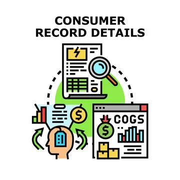 Consumer record details analyzing customer data Illustrazione stock