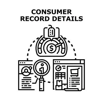 Consumer record details managing purchase activity analysis Illustrazione stock
