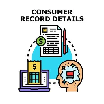Consumer record details showing digital transaction analysis Stock Illustration