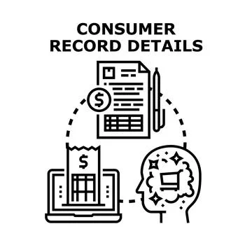 Consumer record details showing digital transaction analysis Stock Illustration
