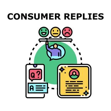 Consumer replies providing customer feedback and online review 库存插图