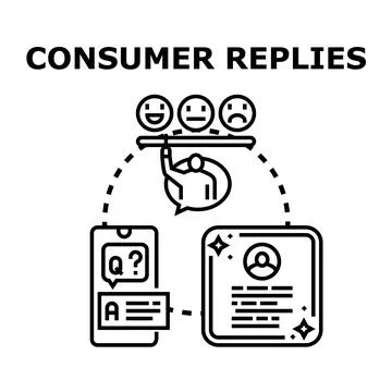 Consumer replies providing customer feedback and online review 库存插图