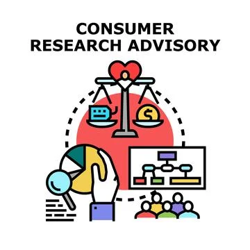 Consumer research advisory, analyzing market and customer information Stock Illustration