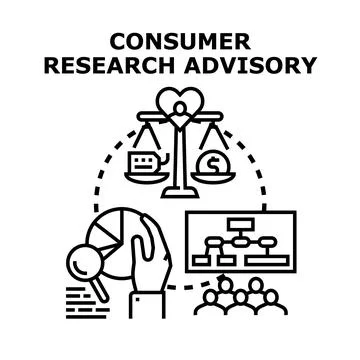 Consumer research advisory, analyzing market and customer information Stock Illustration