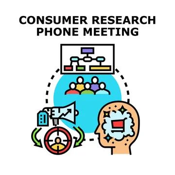Consumer research analyzing customer understanding and marketing strategy m.. Ilustración de archivo
