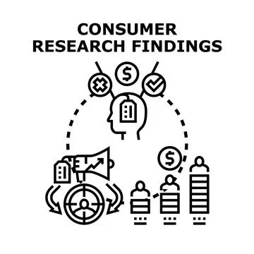 Consumer research findings analyzing market data for strategy 스톡 일러스트