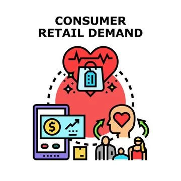 Consumer retail demand driving online shopping Illustrazione stock