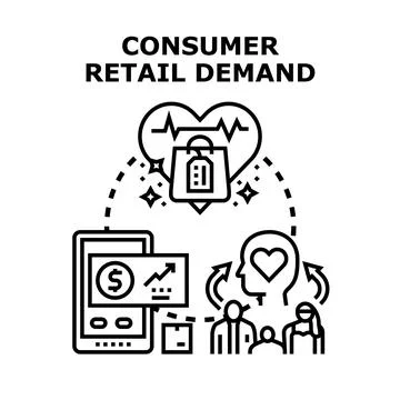 Consumer retail demand driving online shopping Stock Illustration