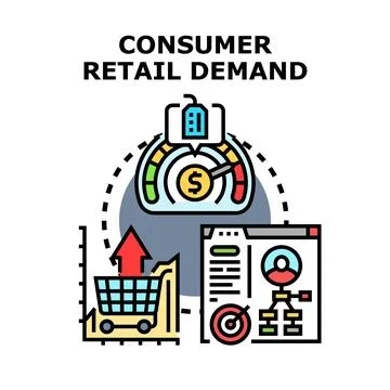Consumer retail demand impacting market activity and growth Stock Illustration