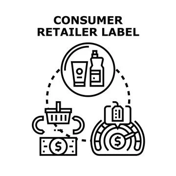 Consumer retailer label measuring purchase demand and cost Stock Illustration